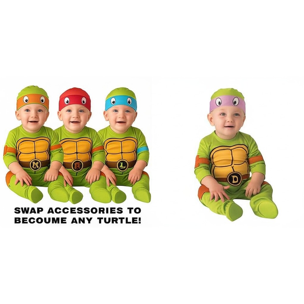Infant Nickelodeon Teenage Mutant Ninja Turtle Costume All 4 Turtles 6-12 mo - Picture 2 of 8